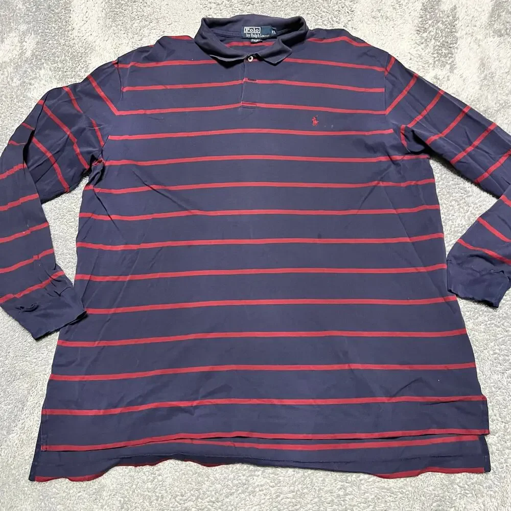 Polo Ralph Lauren Shirt Mens XL Striped Long Sleeve Polo *flaw